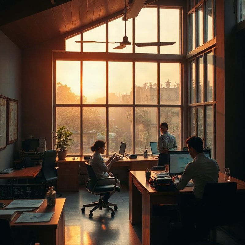 Interior of a small newsroom in a Thai provincial town